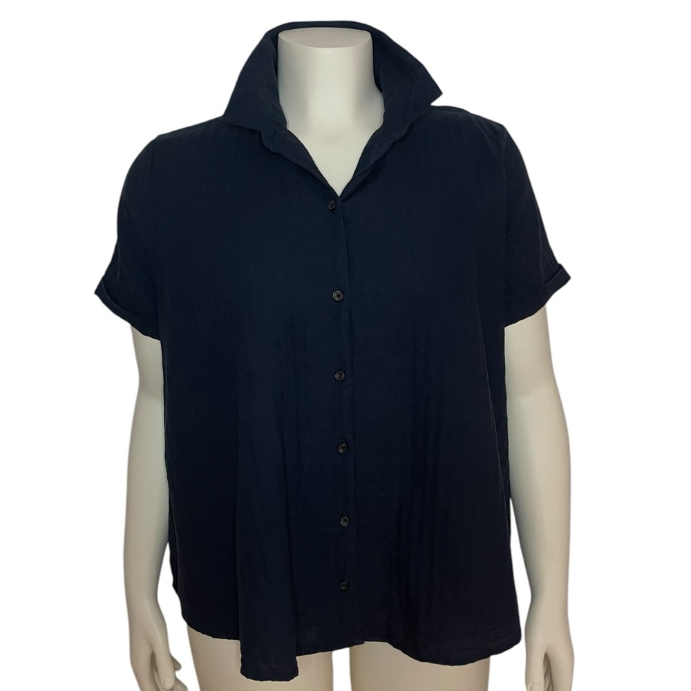 Navy Button-Up Shirt - Size Large